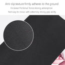 Black textured non-slip mat with a circular close-up showing the woven anti-slip pattern, on a white background with descriptive text.