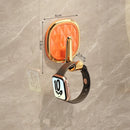 An orange and gold wall-mounted hook with dimension labels (6cm width, 6.8cm height, 3.