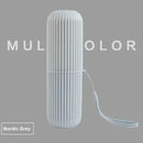 Nordic Grey cylindrical product with a strap on a gray background, featuring the brand 'MULOLOR'.